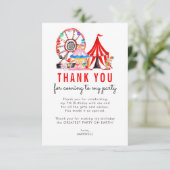 Chic Carnival Circus Show Clowns Balloons Geburtst Dankeskarte (Stehend Vorderseite)