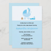 Chic Carriage Baby Shooter Einladung - Junge (Vorne/Hinten)