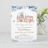 Chic Castle,Carriage Blue Flowers Baby Shower Einladung (Stehend Vorderseite)