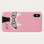 Chic Cat and Polka Dots iPhone X Case (Rückseite (Horizontal))