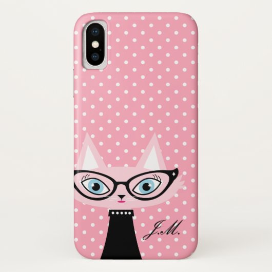 Chic Cat and Polka Dots iPhone X Case (Rückseite)
