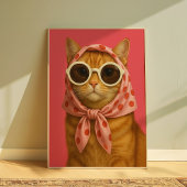 Chic Cat Funny Aesthetic Wall Art Print  Poster