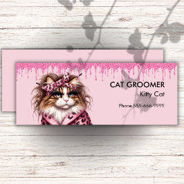Chic Cat Groomer Sitter Rosa Glitzer Drift Mini Visitenkarte