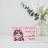 Chic Cat Groomer Sitter Rosa Glitzer Drift Visitenkarte (Stehend Vorderseite)