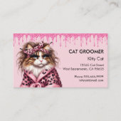 Chic Cat Groomer Sitter Rosa Glitzer Drift Visitenkarte (Vorderseite)