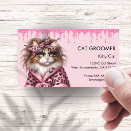 Chic Cat Groomer Sitter Rosa Glitzer Drift Visitenkarte