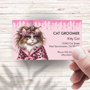Chic Cat Groomer Sitter Rosa Glitzer Drift Visitenkarte