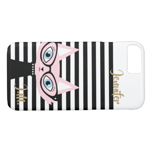 Chic Cat Monogram iPhone 8/7 Fall Case-Mate iPhone Hülle (Rückseite (Horizontal))