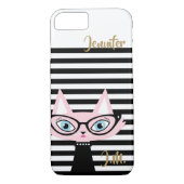 Chic Cat Monogram iPhone 8/7 Fall Case-Mate iPhone Hülle (Rückseite)