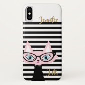 Chic Cat Monogram iPhone X Fall Case-Mate iPhone Hülle (Rückseite)