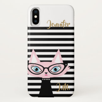 Chic Cat Monogram iPhone X Fall Hülle
