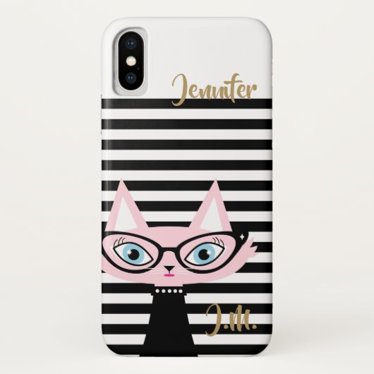 Chic Cat Monogram iPhone X Fall Case-Mate iPhone Hülle (Rückseite)