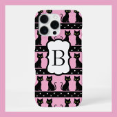 Chic Cat Monogram Pattern Customizable Initial iPhone Hülle