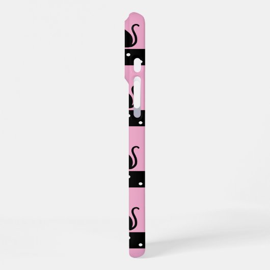 Chic Cat Monogram Pattern Customizable Initial iPhone Hülle (Linke Seite)