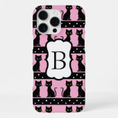 Chic Cat Monogram Pattern Customizable Initial iPhone Hülle (Rückseite)