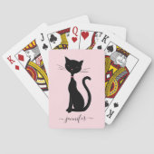 Chic Cat Personalisiert Name Pink Black Spielkarten (Rückseite)
