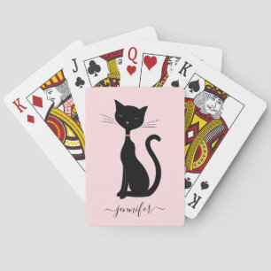 Chic Cat Personalisiert Name Pink Black Spielkarten