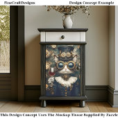 Chic Cat Queen Toasting, Red Wine AH7 Decoupage Seidenpapier