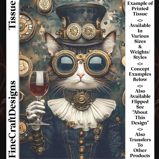 Chic Cat Queen Toasting, Red Wine AH7 Decoupage Seidenpapier