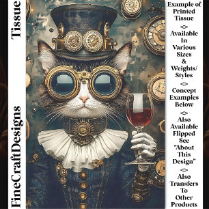 Chic Cat Queen Toasting, Red Wine CT9 Decoupage Seidenpapier