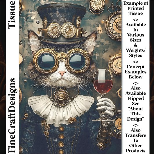 Chic Cat Queen Toasting, Red Wine CT9 Decoupage Seidenpapier