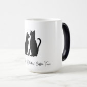 Chic Cat Silhouette Individuelle Name Schwarz & We Verwandlungstasse (VorderseiteRechts)
