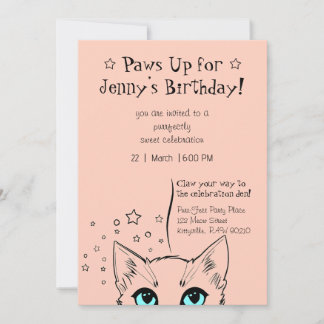 Chic Cat-Themed Geburtstagsfeier Einladung