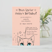 Chic Cat-Themed Geburtstagsfeier Einladung (Stehend Vorderseite)