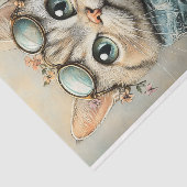Chic Cat with specs, Scarf, Blume AZ7 Decoupage Seidenpapier (Ausschnitt)