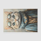 Chic Cat with specs, Scarf, Blume AZ7 Decoupage Seidenpapier (Vorderseite)