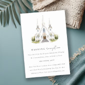 Chic Catholic Watercolor Church Wedeption Begleitkarte