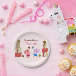 Chic Cats and Gift Pink Kindergeburtstag Party Pappteller