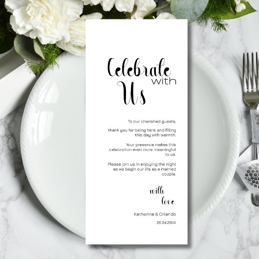 Chic Celebrate With Us Wedding Place Setting Cards Programm