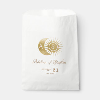 Chic Celestial Black Gold Sun Moon Monogram Wappen Geschenktütchen