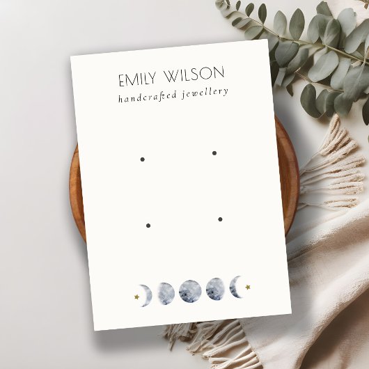 Chic Celestial Moon Watercolor 2 Earring Display Visitenkarte