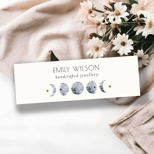 Chic Celestial Moon Watercolor Earring Display Mini Visitenkarte