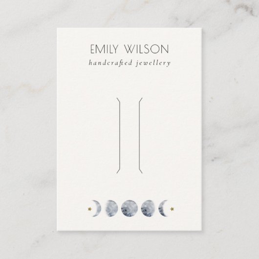 Chic Celestial Moon Watercolor Hairpin Display Visitenkarte (Vorderseite)