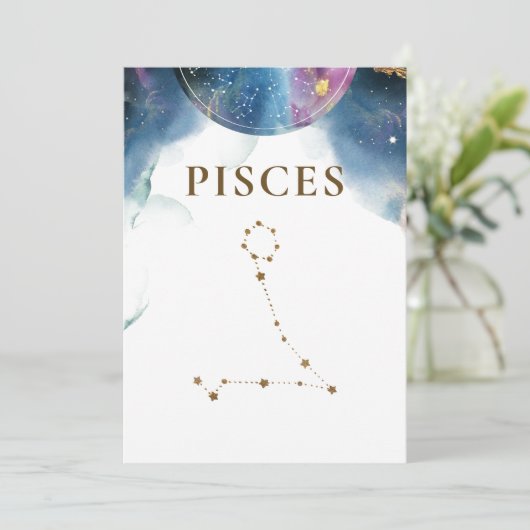 Chic Celestial Pisces Constellation Tischnummer (Stehend Vorderseite)