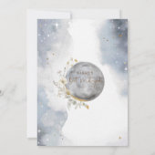 Chic Celestial Silver, White and Gold Bat Mitzvah Einladung (Rückseite)