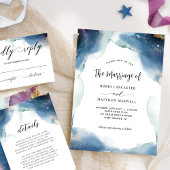 Chic Celestial Watercolor Starry Wedding Einladung