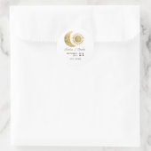 Chic Celestial White Sun Moon Monogram Wappen Runder Aufkleber (Tasche)