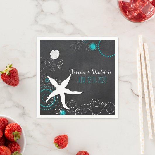 Chic Chalkboard Beach Wedding Serviette (Beispiel)