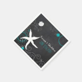 Chic Chalkboard Beach Wedding Serviette (Ecke)