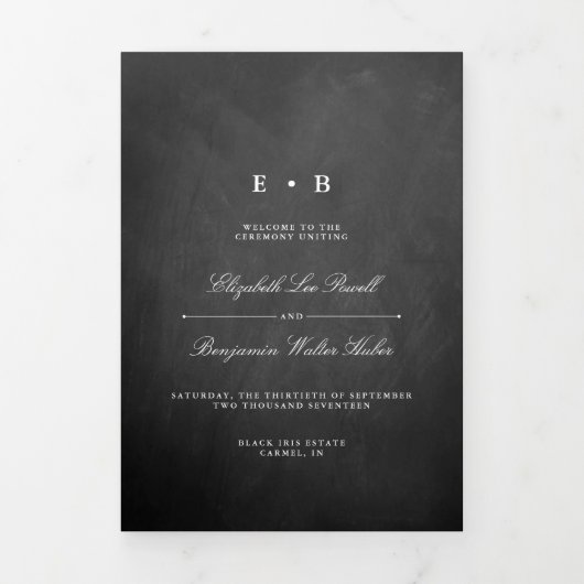 Chic Chalkboard Wedding Dreifach-gefaltete Programmkarte (Cover)