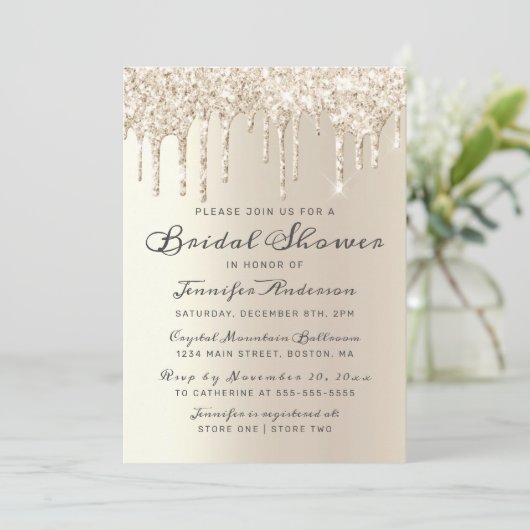 Chic Champagne Driving Glitzer Brautparty Einladung (Stehend Vorderseite)