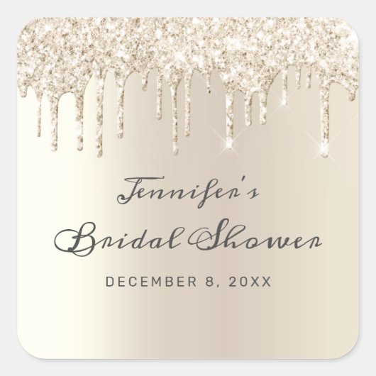 Chic Champagne Driving Glitzer Brautparty Quadratischer Aufkleber (Vorderseite)