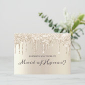 Chic Champagne Driving Glitzer Trauzeugin Einladung (Stehend Vorderseite)