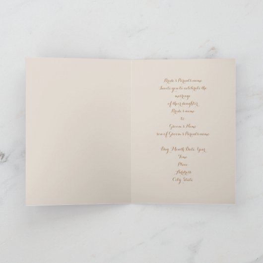 Chic Champagne Folded Wedding Einladung (Innenseite)
