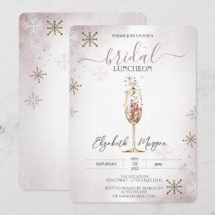 Chic Champagne Glass Snowflakes Bridal Luncheon Einladung