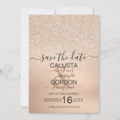Chic Champagne Gold Glitzer Metallic Wedding Save The Date (Vorderseite)